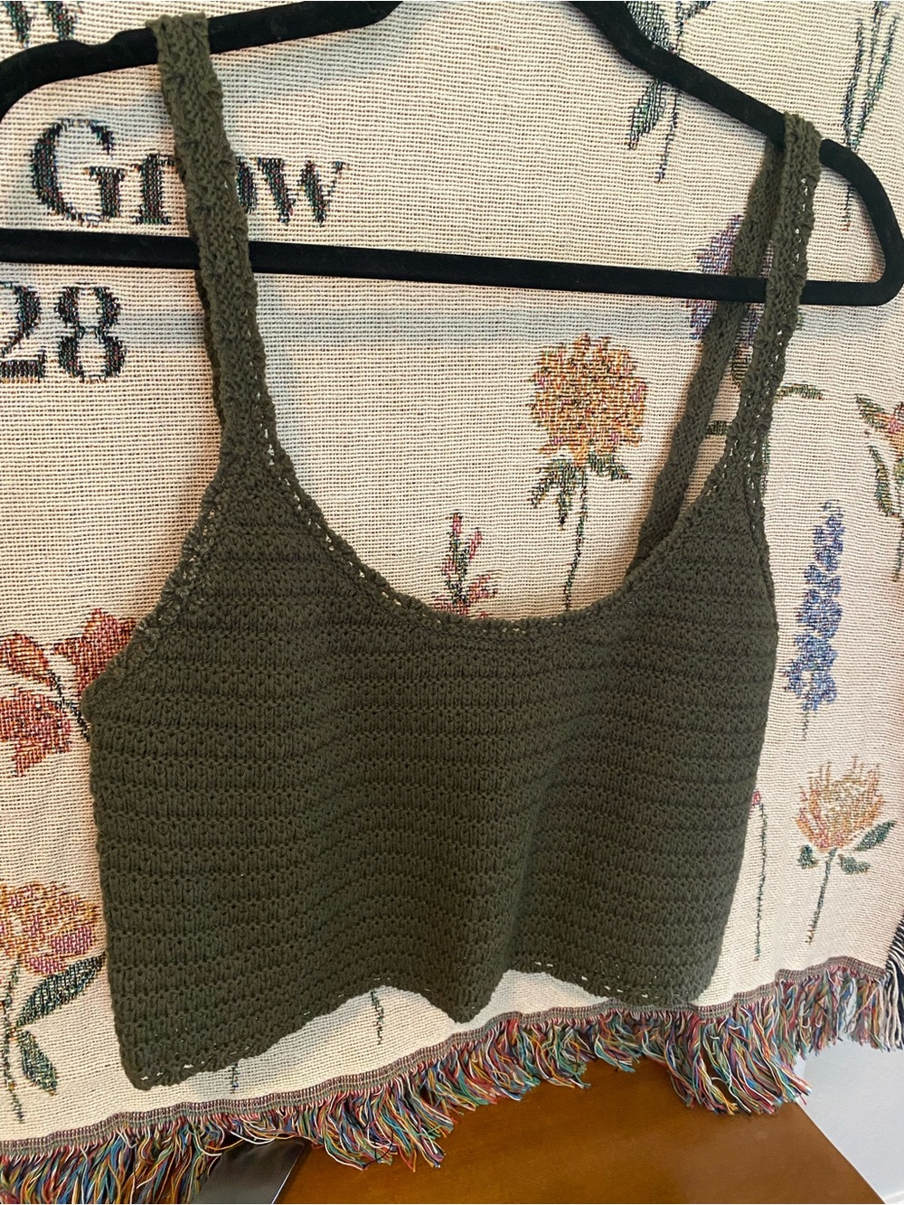 aerie Olive Green Crocheted Tank Camisole